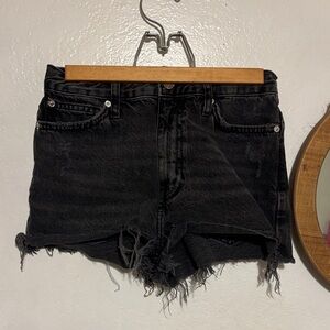 BDG Black Frayed Hem Jean Shorts